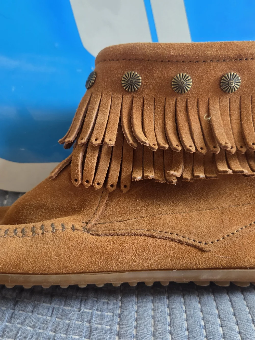 Minnetonka Suede Moccasin Boots - Chestnut Brown